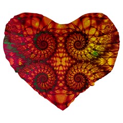 Abstract Art Pattern Fractal Design Large 19  Premium Flano Heart Shape Cushions