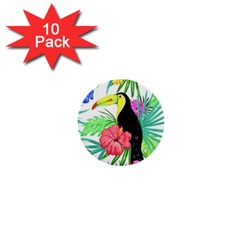 Sheets Tropical Nature Green Plant 1  Mini Buttons (10 Pack)  by Ravend