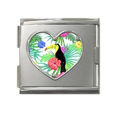 Sheets Tropical Nature Green Plant Mega Link Heart Italian Charm (18mm)