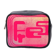 Pink Background Grunge Texture Mini Toiletries Bag (two Sides) by Ravend