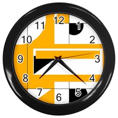 Design Pattern Yellow Background Art Wall Clock (black) by Jancukart