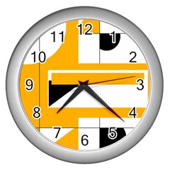 Design Pattern Yellow Background Art Wall Clock (silver)