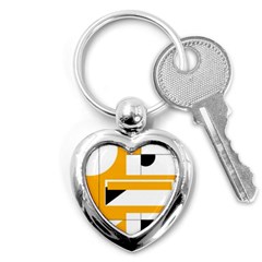 Design Pattern Yellow Background Art Key Chain (heart) by Jancukart