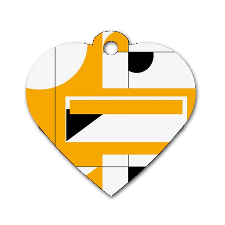 Design Pattern Yellow Background Art Dog Tag Heart (One Side)