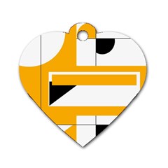 Design Pattern Yellow Background Art Dog Tag Heart (two Sides) by Jancukart