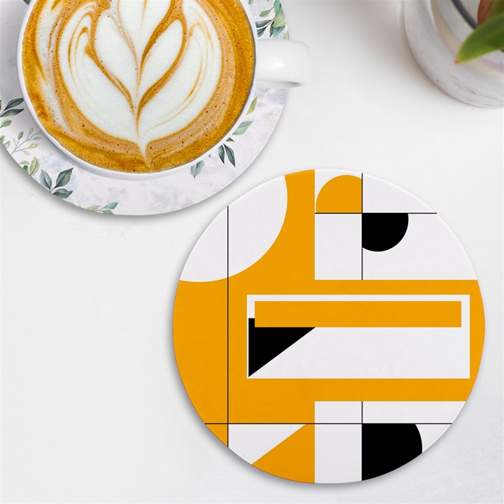 Design Pattern Yellow Background Art UV Print Round Tile Coaster