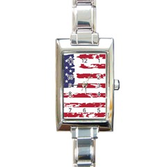 America Unite Stated Red Background Us Flags Rectangle Italian Charm Watch by Jancukart