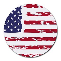 America Unite Stated Red Background Us Flags Round Mousepad by Jancukart