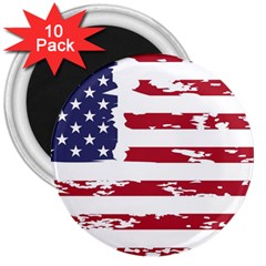 America Unite Stated Red Background Us Flags 3  Magnets (10 Pack) 