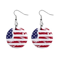 America Unite Stated Red Background Us Flags Mini Button Earrings by Jancukart