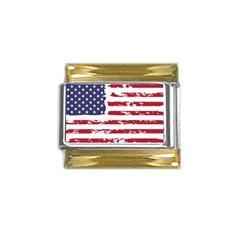 America Unite Stated Red Background Us Flags Gold Trim Italian Charm (9mm)