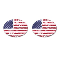 America Unite Stated Red Background Us Flags Cufflinks (oval) by Jancukart