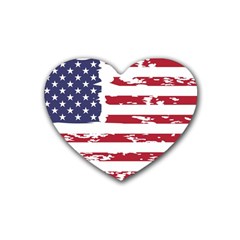 America Unite Stated Red Background Us Flags Rubber Heart Coaster (4 Pack) by Jancukart