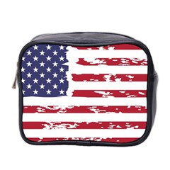 America Unite Stated Red Background Us Flags Mini Toiletries Bag (two Sides) by Jancukart