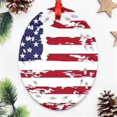 America Unite Stated Red Background Us Flags Ornament (oval Filigree)