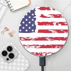 America Unite Stated Red Background Us Flags Wireless Fast Charger(white)