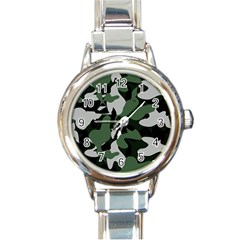 Camouflage Camo Army Soldier Pattern Military Round Italian Charm Watch by Jancukart