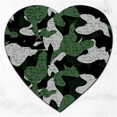 Camouflage Camo Army Soldier Pattern Military Jigsaw Puzzle (heart) by Jancukart