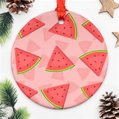 Background Watermelon Pattern Fruit Food Sweet Ornament (round) by Jancukart