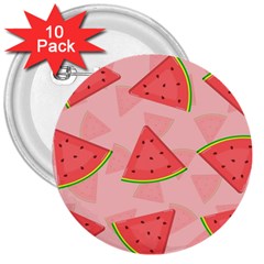 Background Watermelon Pattern Fruit Food Sweet 3  Buttons (10 Pack)  by Jancukart