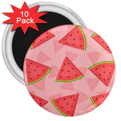 Background Watermelon Pattern Fruit Food Sweet 3  Magnets (10 Pack)  by Jancukart