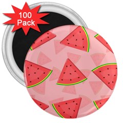 Background Watermelon Pattern Fruit Food Sweet 3  Magnets (100 Pack) by Jancukart