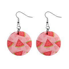 Background Watermelon Pattern Fruit Food Sweet Mini Button Earrings