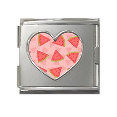 Background Watermelon Pattern Fruit Food Sweet Mega Link Heart Italian Charm (18mm) by Jancukart