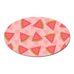 Background Watermelon Pattern Fruit Food Sweet Oval Magnet by Jancukart