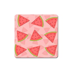 Background Watermelon Pattern Fruit Food Sweet Square Magnet by Jancukart