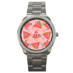 Background Watermelon Pattern Fruit Food Sweet Sport Metal Watch