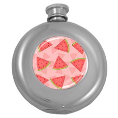 Background Watermelon Pattern Fruit Food Sweet Round Hip Flask (5 Oz)