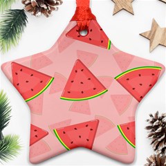 Background Watermelon Pattern Fruit Food Sweet Star Ornament (two Sides)