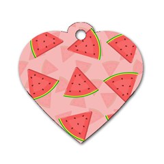 Background Watermelon Pattern Fruit Food Sweet Dog Tag Heart (two Sides)