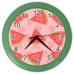 Background Watermelon Pattern Fruit Food Sweet Color Wall Clock