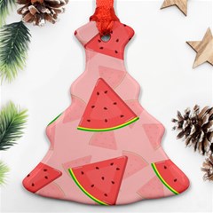 Background Watermelon Pattern Fruit Food Sweet Christmas Tree Ornament (two Sides)