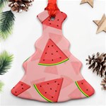 Background Watermelon Pattern Fruit Food Sweet Christmas Tree Ornament (Two Sides) Front