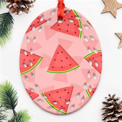 Background Watermelon Pattern Fruit Food Sweet Ornament (oval Filigree)