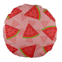 Background Watermelon Pattern Fruit Food Sweet Large 18  Premium Round Cushions by Jancukart