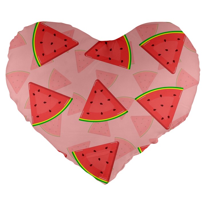 Background Watermelon Pattern Fruit Food Sweet Large 19  Premium Heart Shape Cushions