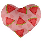 Background Watermelon Pattern Fruit Food Sweet Large 19  Premium Heart Shape Cushions Back