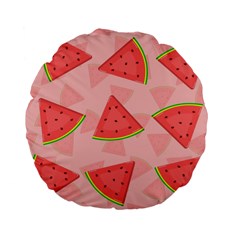 Background Watermelon Pattern Fruit Food Sweet Standard 15  Premium Flano Round Cushions by Jancukart