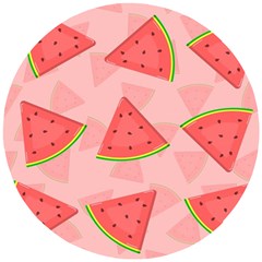 Background Watermelon Pattern Fruit Food Sweet Wooden Puzzle Round by Jancukart