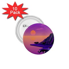 Sunset Sea Ocean Purple Pink Flowers Stone 1 75  Buttons (10 Pack)