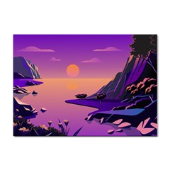 Sunset Sea Ocean Purple Pink Flowers Stone Sticker A4 (10 Pack) by Jancukart