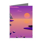 Sunset Sea Ocean Purple Pink Flowers Stone Mini Greeting Cards (Pkg of 8) Right