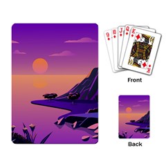 Sunset Sea Ocean Purple Pink Flowers Stone Playing Cards Single Design (rectangle)