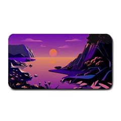 Sunset Sea Ocean Purple Pink Flowers Stone Medium Bar Mat