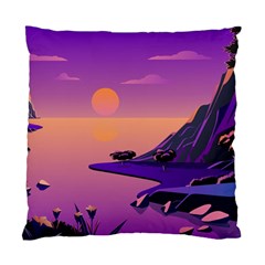 Sunset Sea Ocean Purple Pink Flowers Stone Standard Cushion Case (one Side) by Jancukart