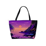 Sunset Sea Ocean Purple Pink Flowers Stone Classic Shoulder Handbag Back